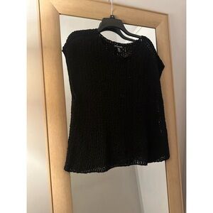 Eileen Fisher Black Bateau Neck Shirt